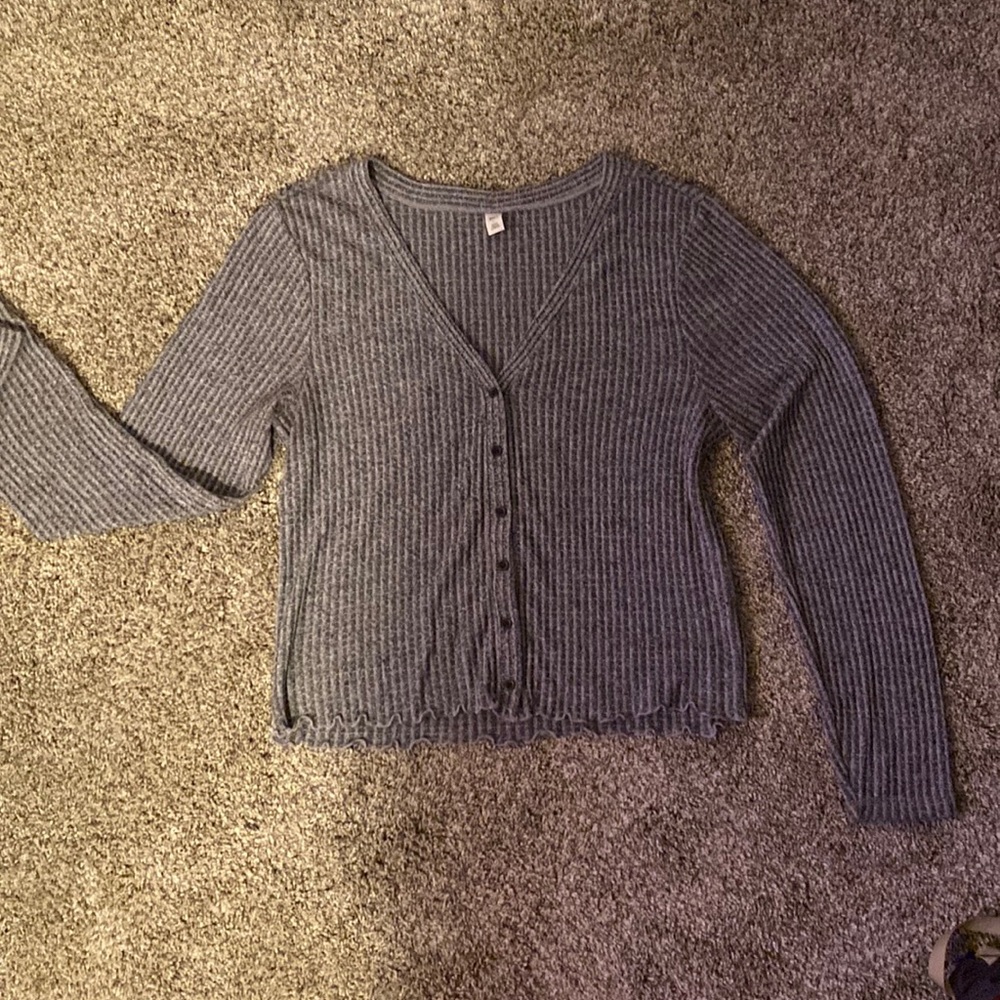 Nordstrom long sleeve ribbed button down tee